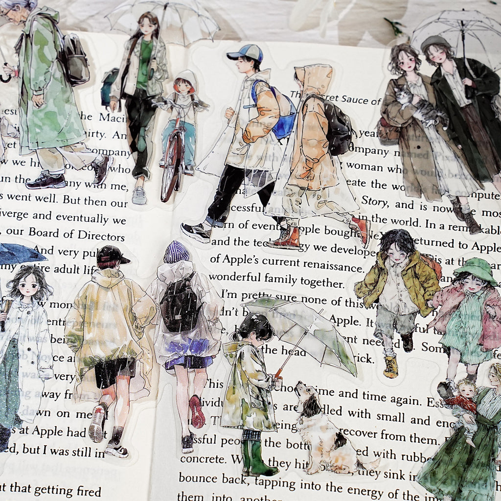 20 Pcs Passersby People PET Stickers YHRX