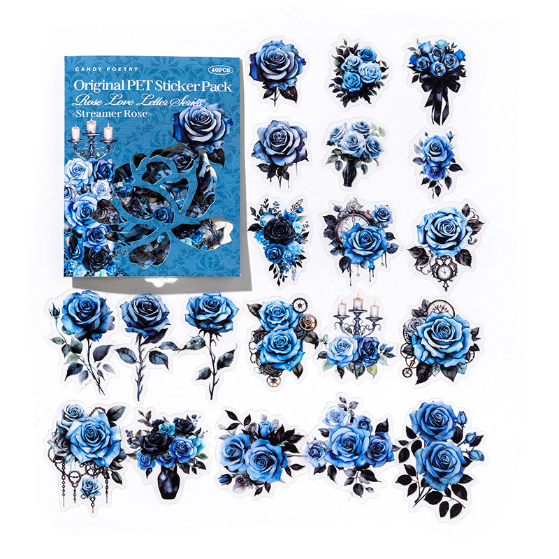 40 Pcs Vintage Rose Stickers MGQS