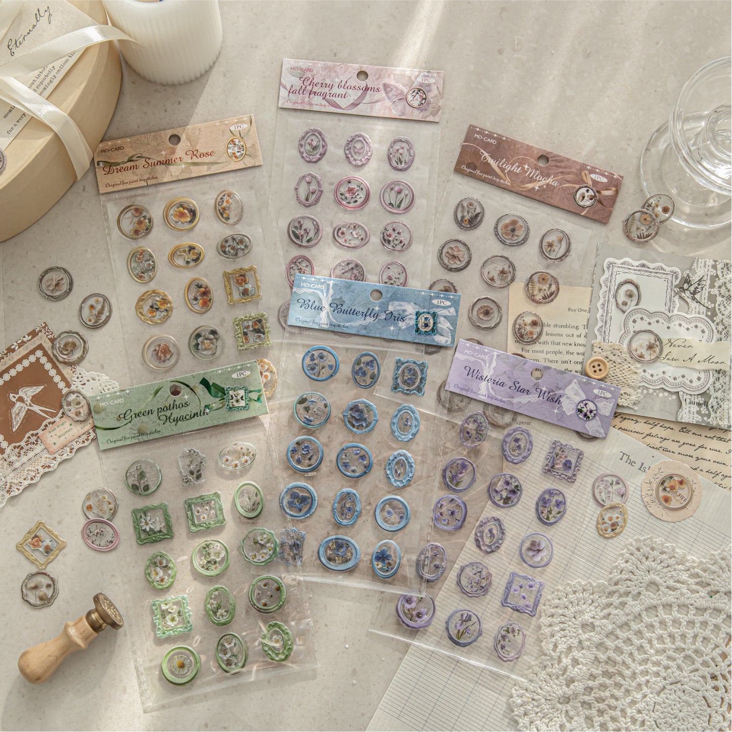 1 Sheet 3D Flowers Wax Seal Stickers HYXZ