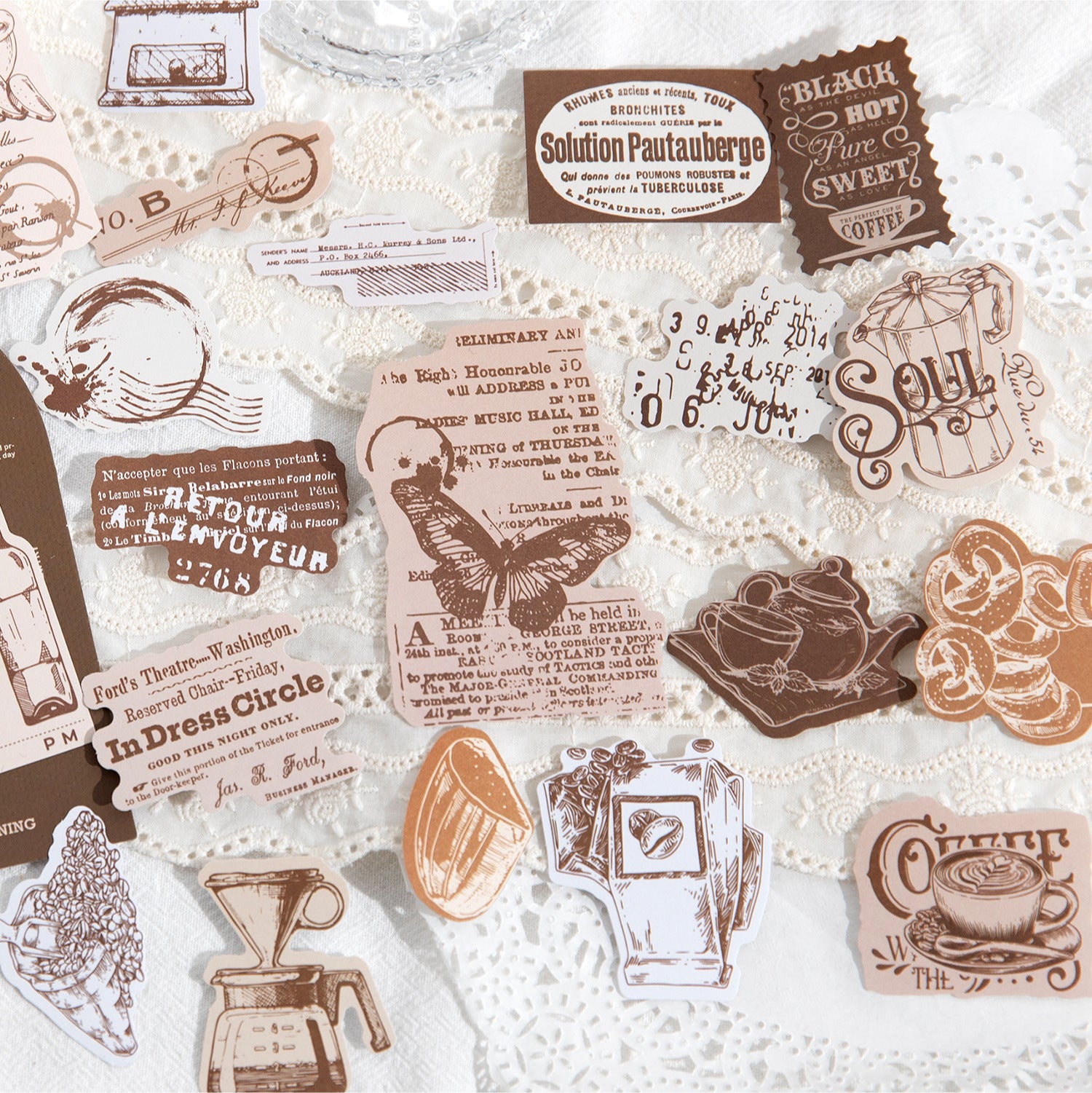 30 Pcs Vintage Scrapbook Stickers FZWR