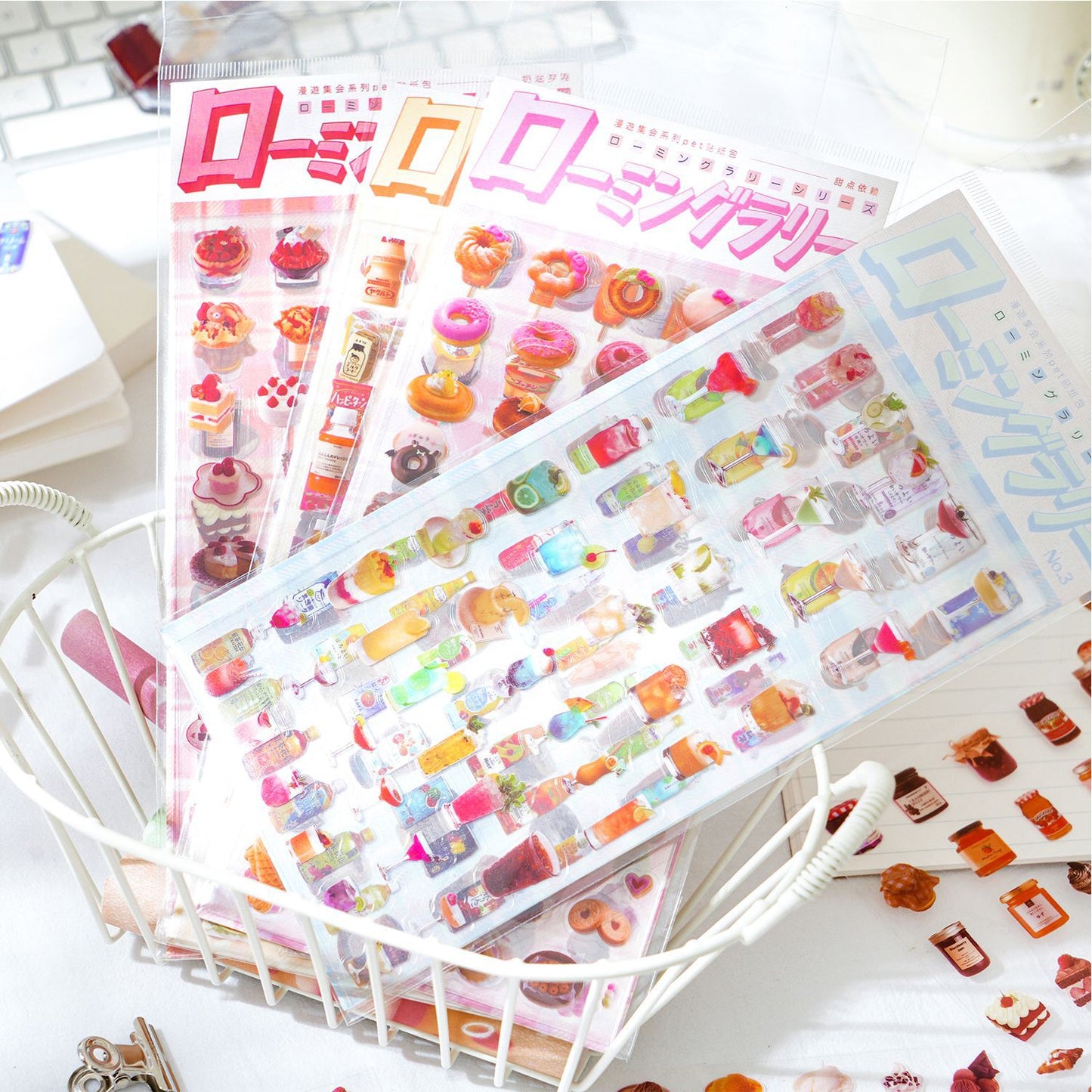 6 Sheets Drink Food PET Stickers MYJH