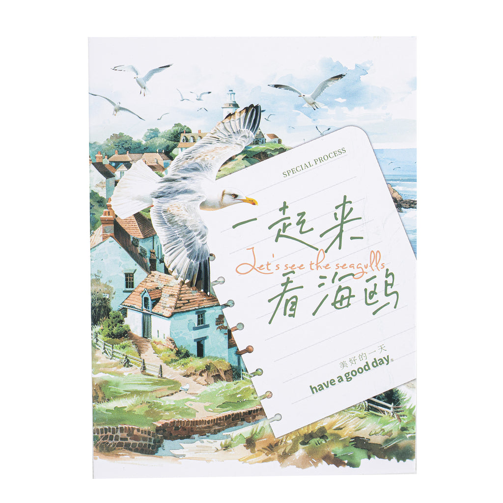 10 Pcs Glitter Seagull PET Stickers YQKHO