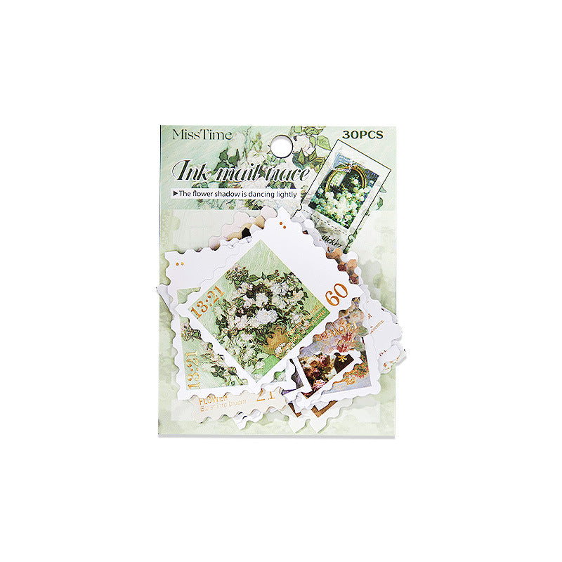 30 Pcs Botanical Postage Stamp Stickers MCYJ