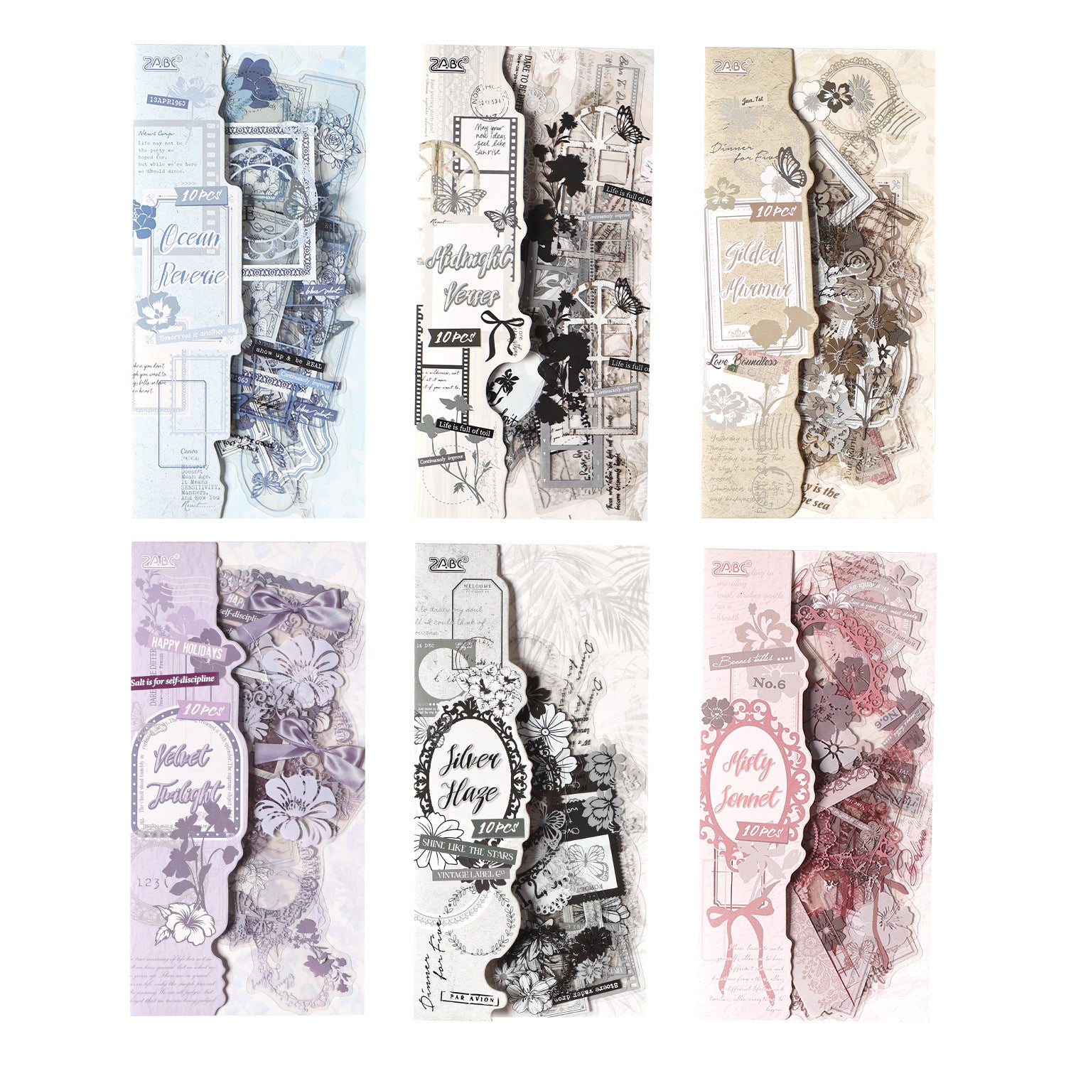 10 Pcs Lace Collage PET Stickers YSXJ