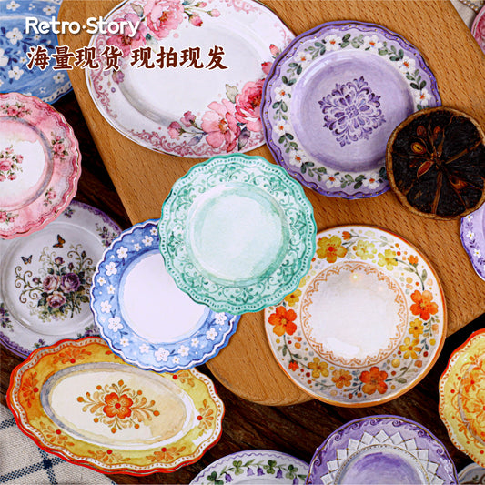 10 Pcs Floral Plate Themed Journal Paper CMJX