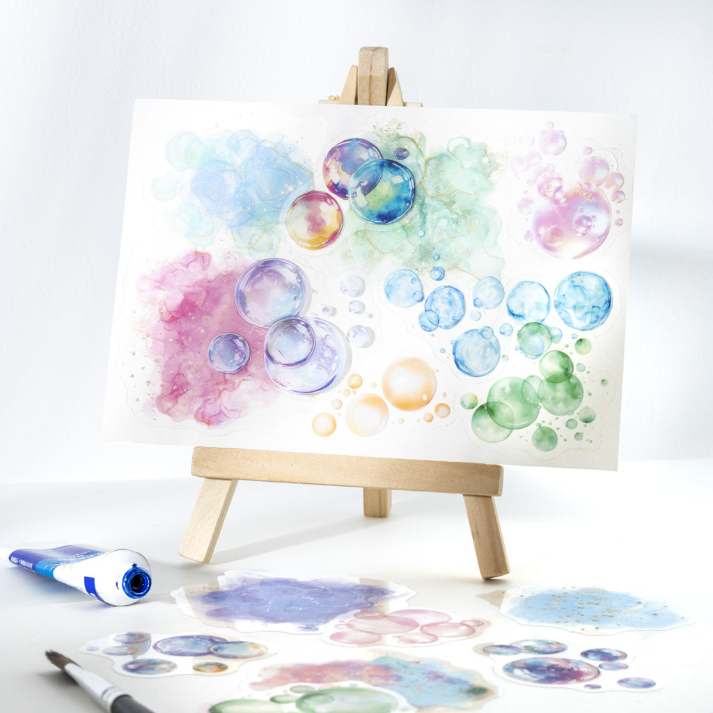 20 Pcs Watercolor Bubble PET Stickers HCPY