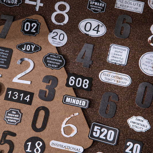 20 Pcs Vintage Number Cardstock Stickers SZCD