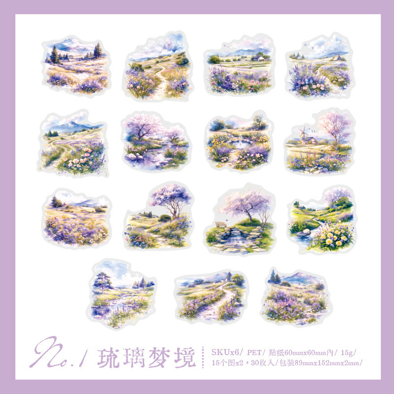 30 Pcs PET Landscape Stickers ZCTLLL