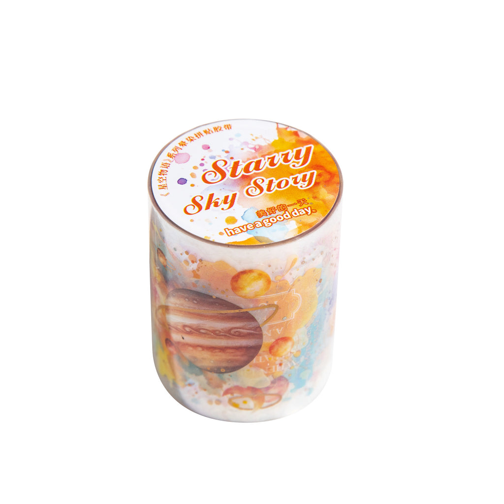 1 Roll Watercolor Planet PET Stickers Tape XKWY