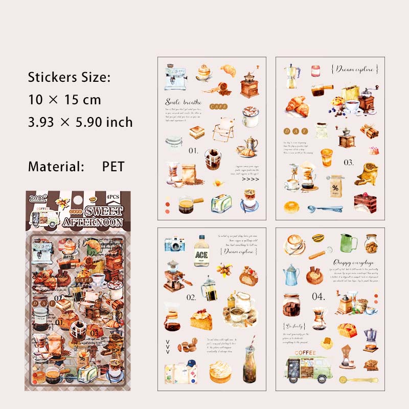 4 Sheet Rest Time Theme PET Stickers YMCX