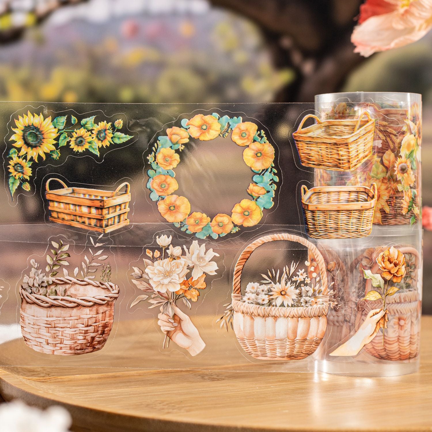 1 Roll Flower Basket PET Stickers Tape CHSJ