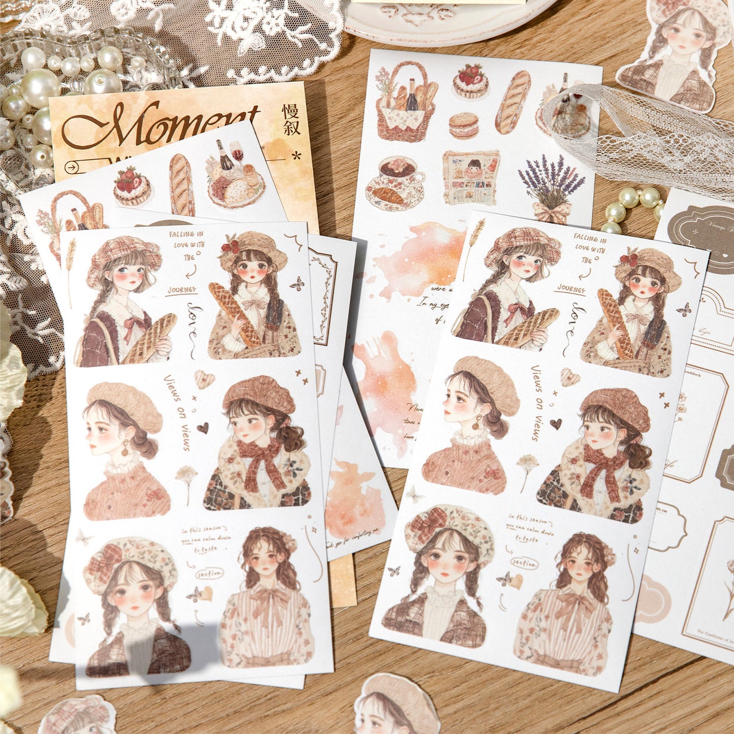 6 Sheets Seasonal Girl Label Stickers QXXL