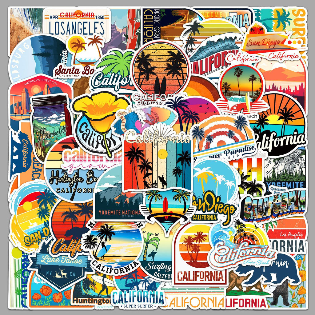 50Pcs California Travel Vinyl Stickers TRV12
