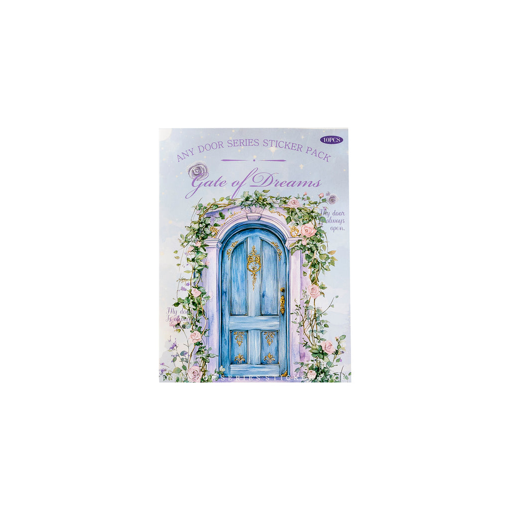 10 Pcs Floral Wooden Door Cardstock Stickers RYMX
