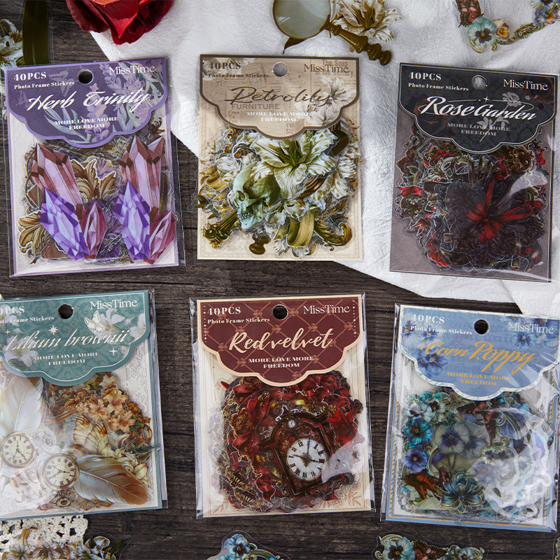40 Pcs Vintage Collage Stickers YWHDMM