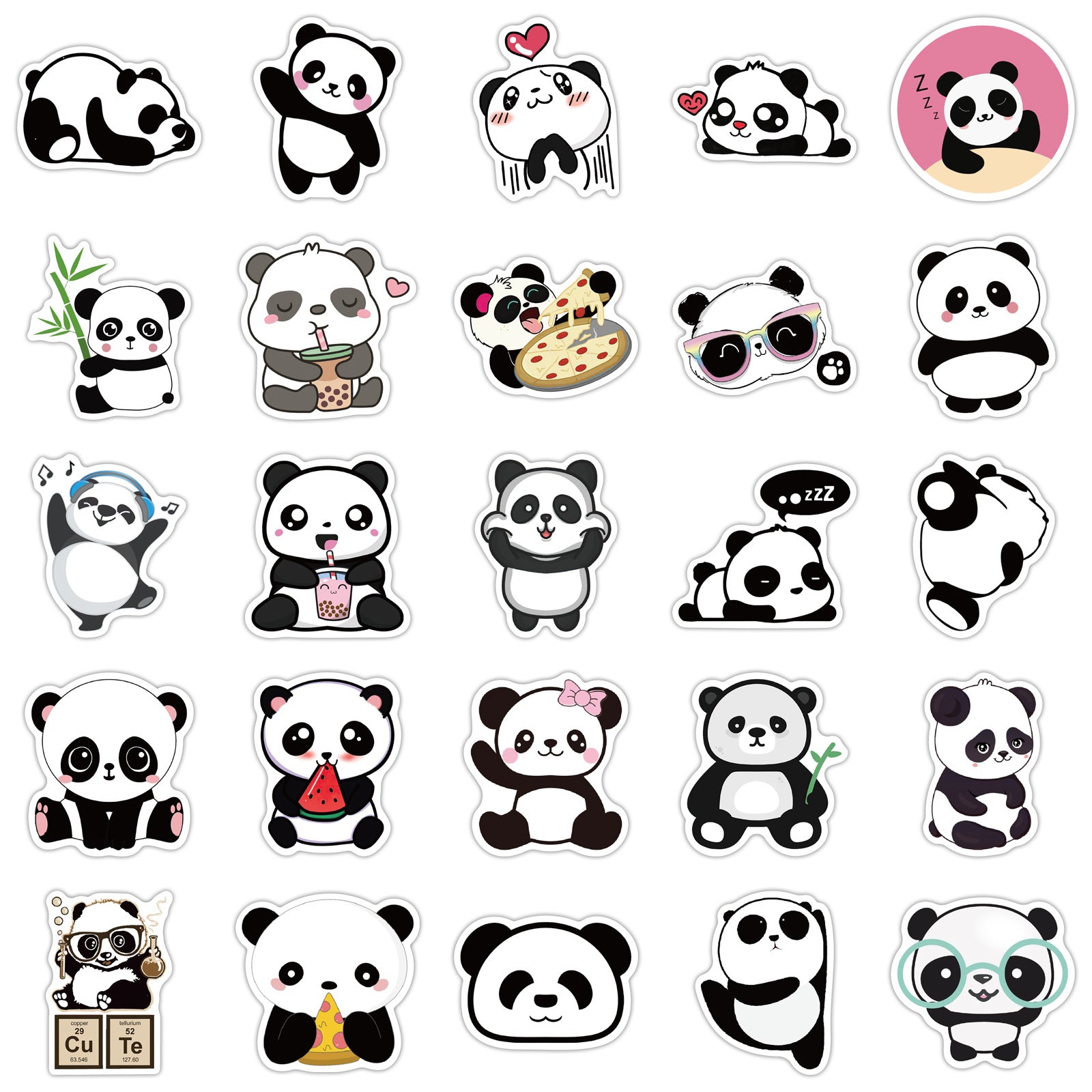 50 Pcs Vinyl Panda Stickers HT099
