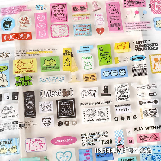 1 Roll Die-cut Cute PET Stickers KABZ