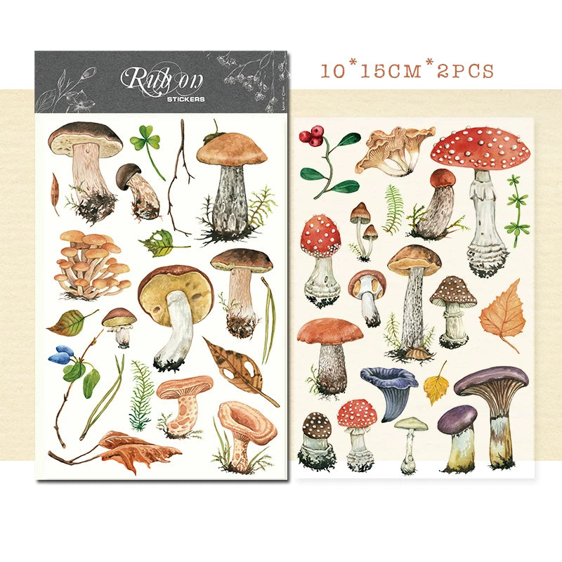 2 Sheets Rub on Stickers -  Mushroom T8-4