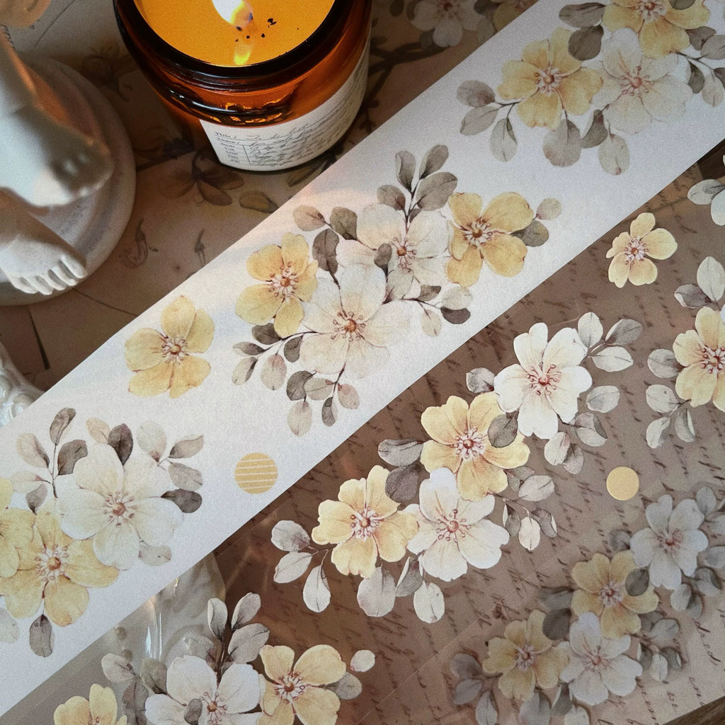 Floral Decorative Tape Rolls- Yellow Rosebush