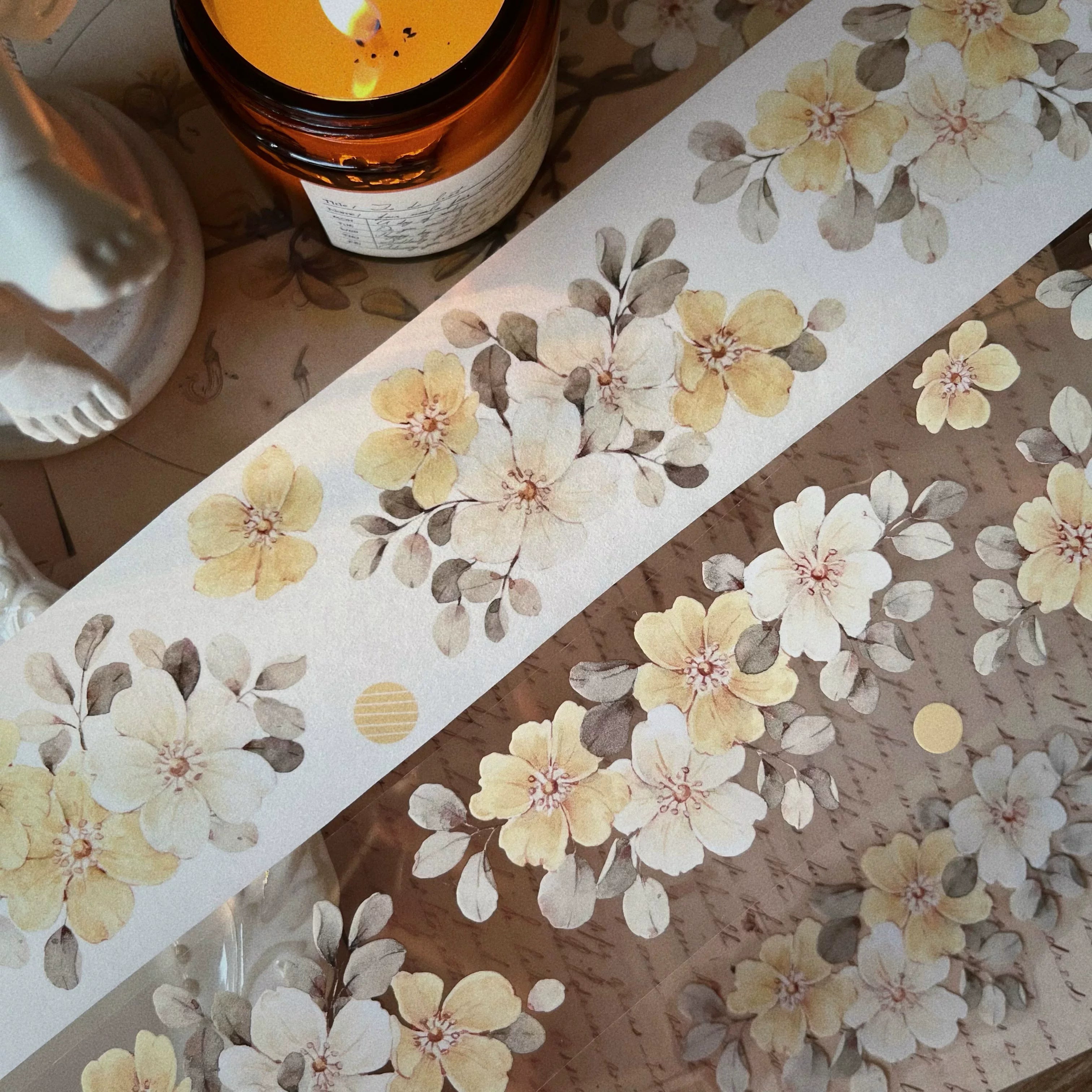 Floral Decorative Tape Rolls- Yellow Rosebush