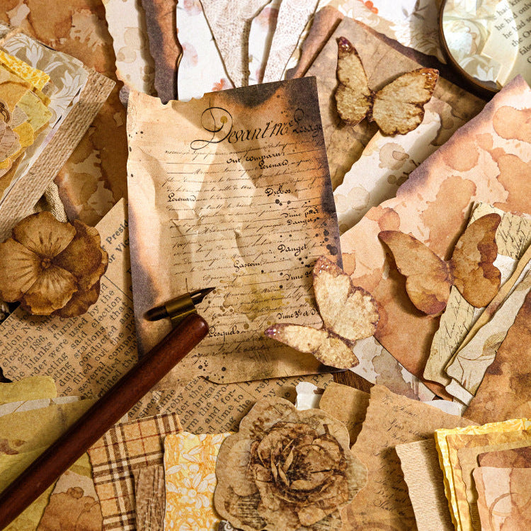 100 Pcs Vintage Floral Journal Paper VMP08
