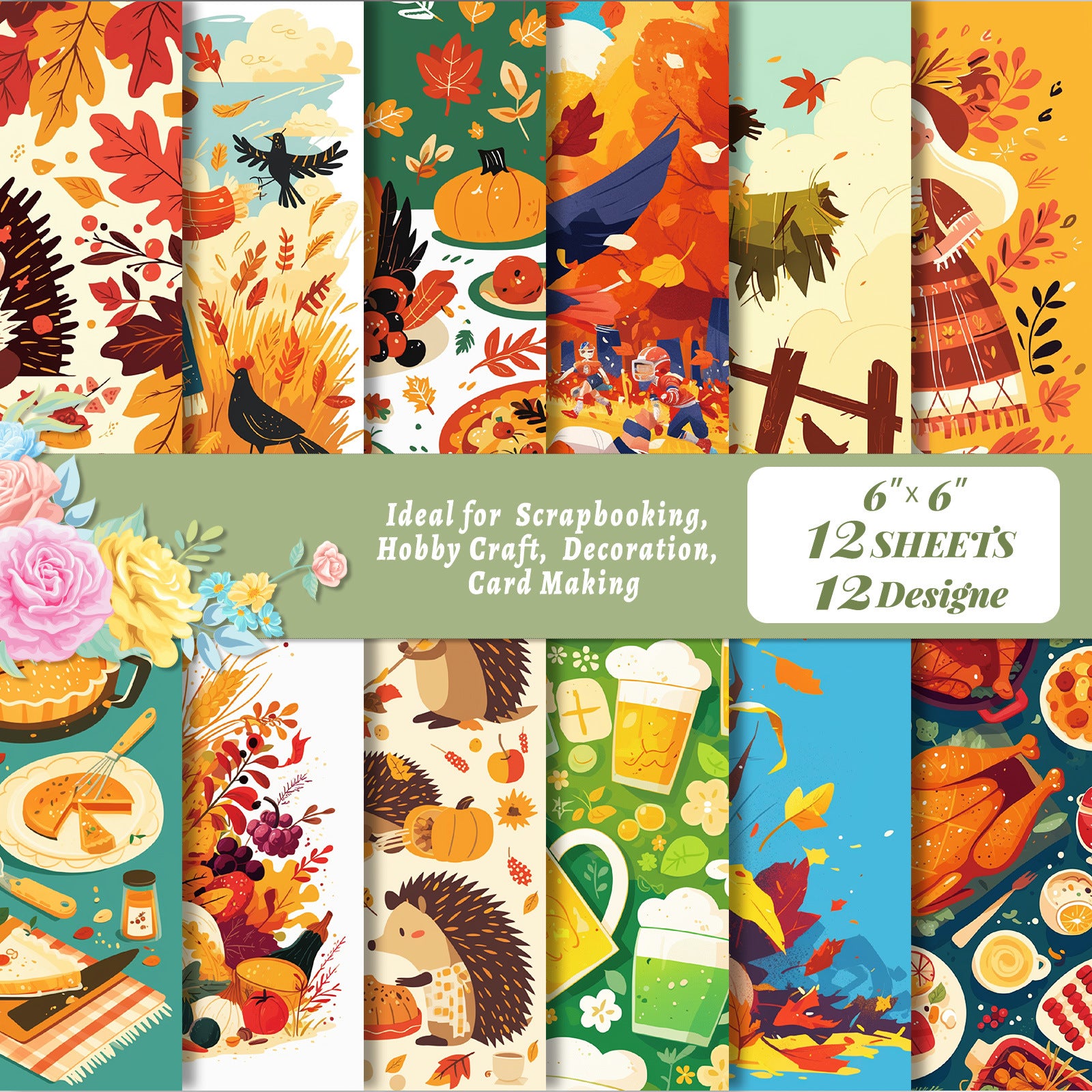 6 inch Thanksgiving Day Scrapbook Paper Pad PA202