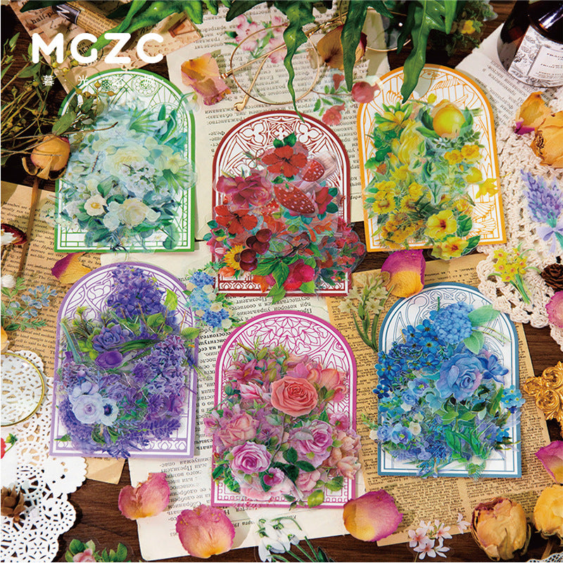 100 Pcs Seasonal Flower PET Stickers HKYQ