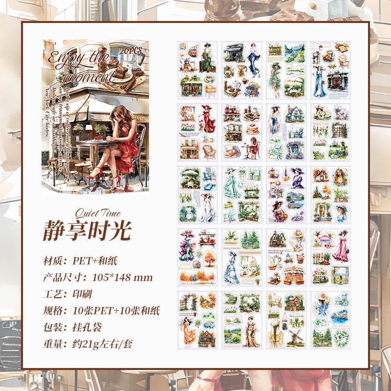 20 Sheets Die-cut PET and Washi Stickers Book ZLMD