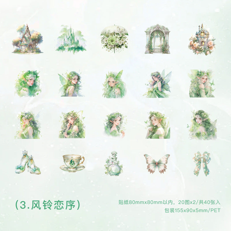 40 Pcs Fairy Tale PET Stickers JLMJ