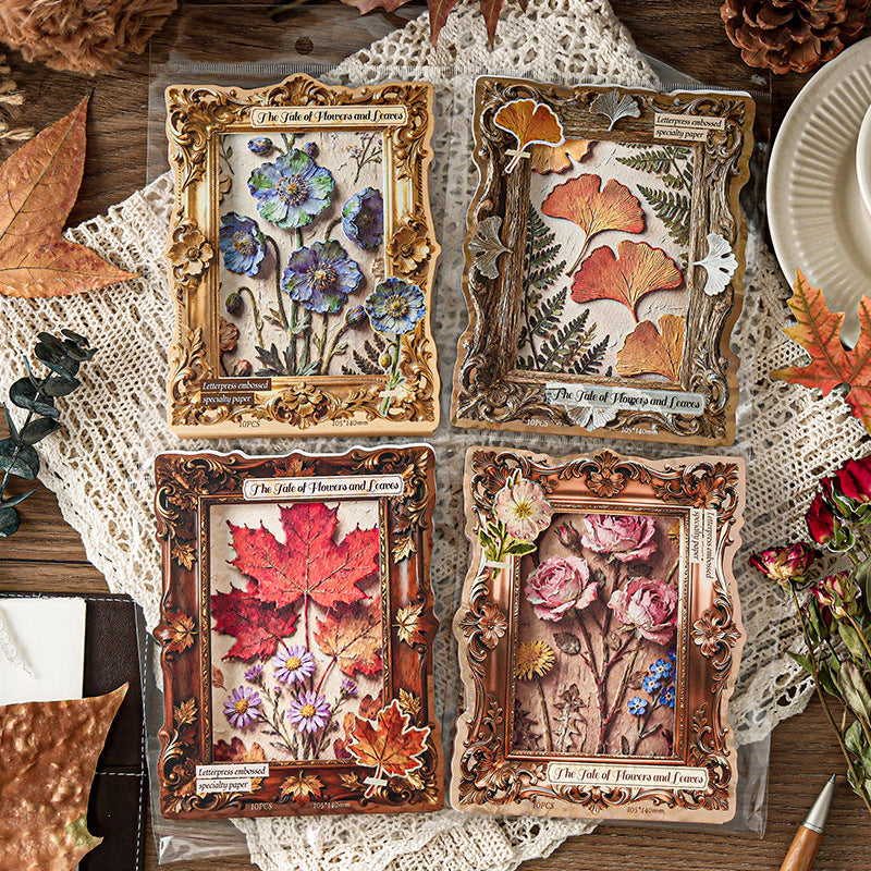 10 Pcs Vintage Botanical Embossed Paper THXY