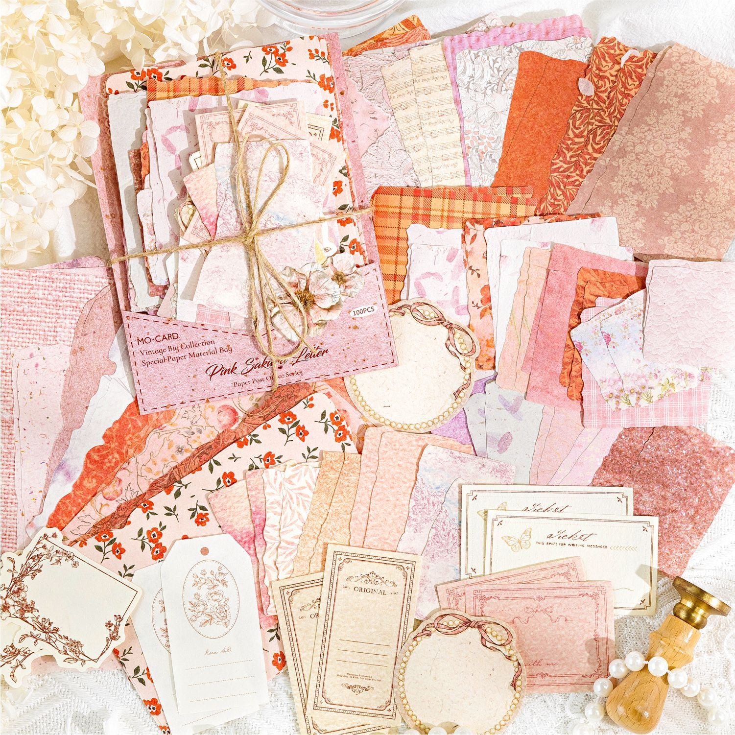 100 Pcs Vintage Floral Journal Paper VMP07
