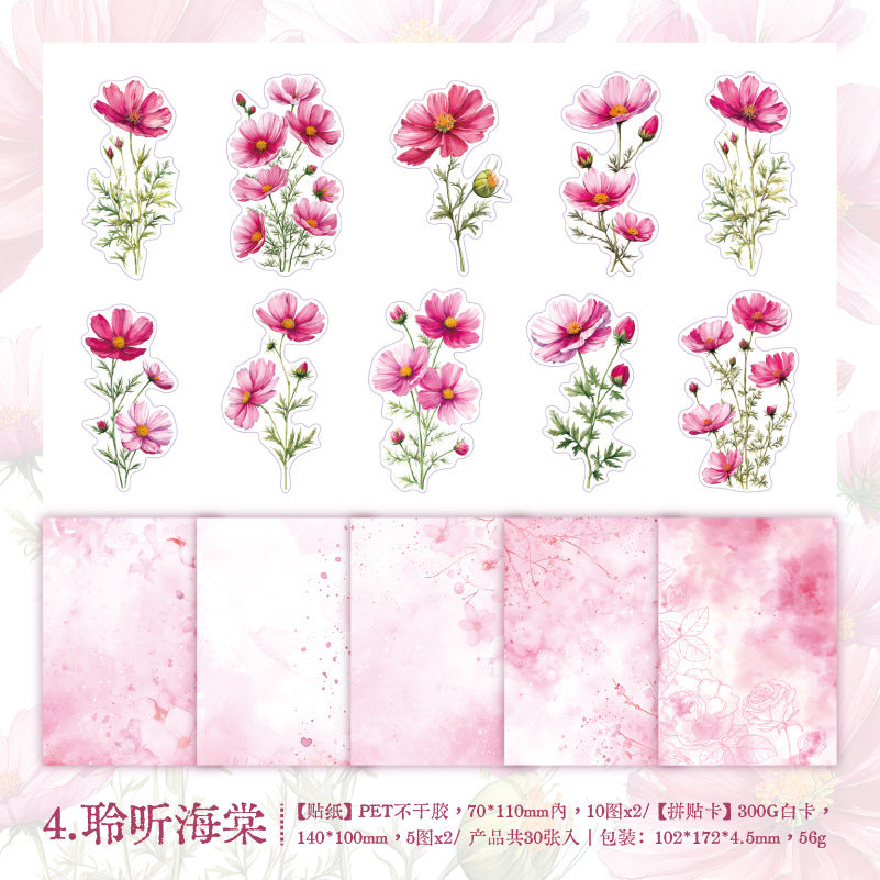 30 Pcs PET Stickers and Paper Journal Supplies HKDSH