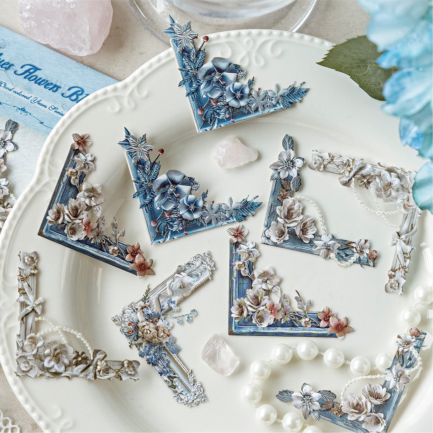 20 Pcs Floral Scrabook Corner Stickers MSSY