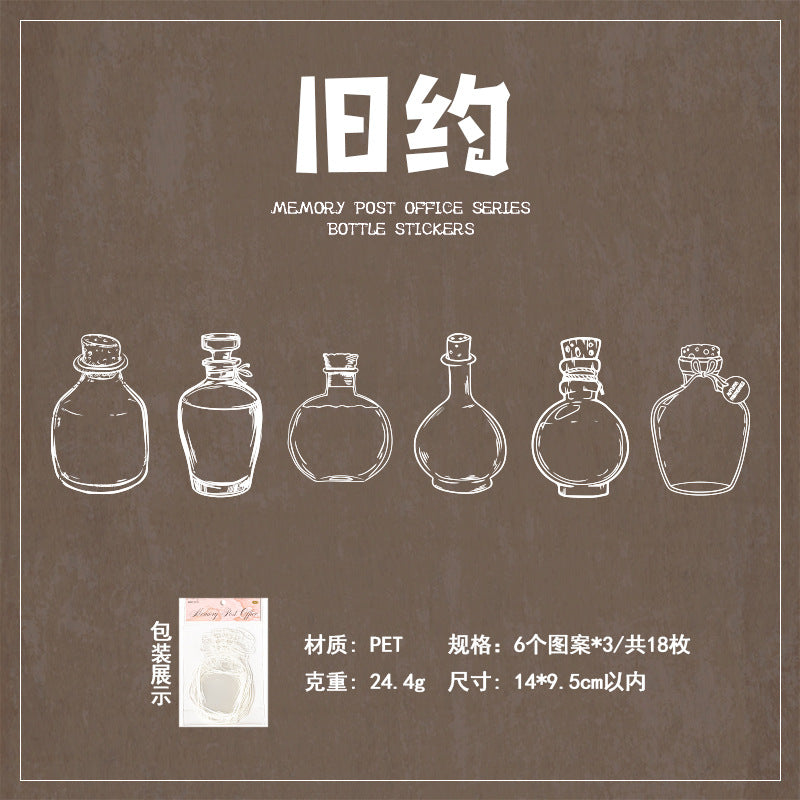 18 Pcs Transparent Bottle Stickers JYYJ