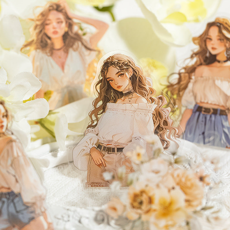 30 Pcs Flower and Girl PET Stickers HDYSJ