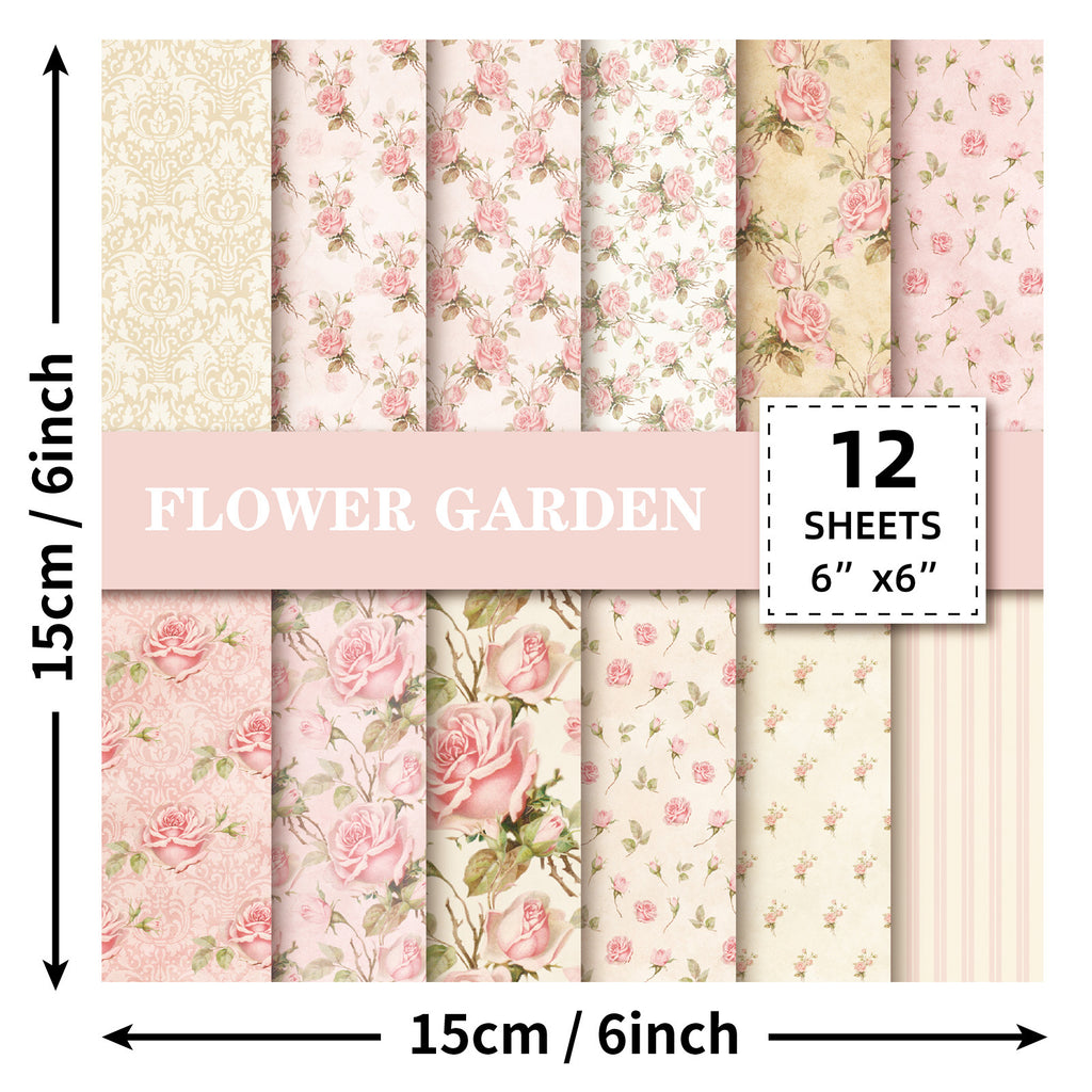6 inch Pink Floral Scrapbook Paper Pad PA271