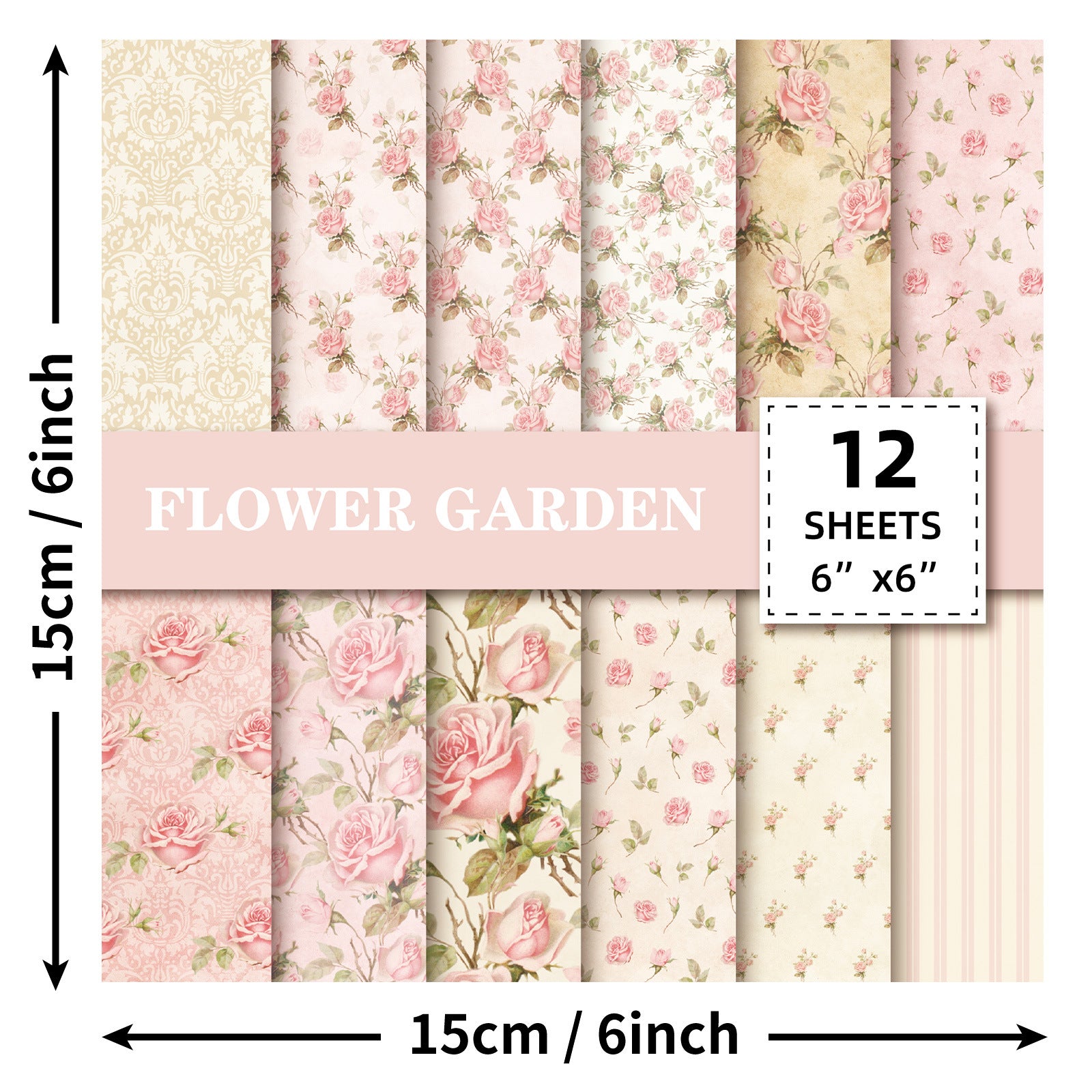 6 inch Pink Floral Scrapbook Paper Pad PA271