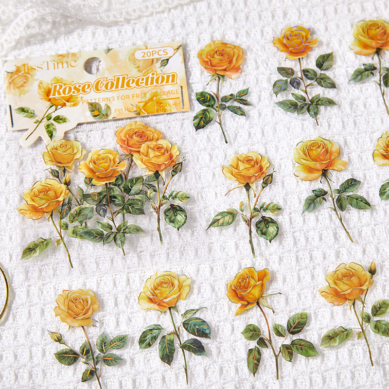 20 Pcs Rose PET Stickers MGZP
