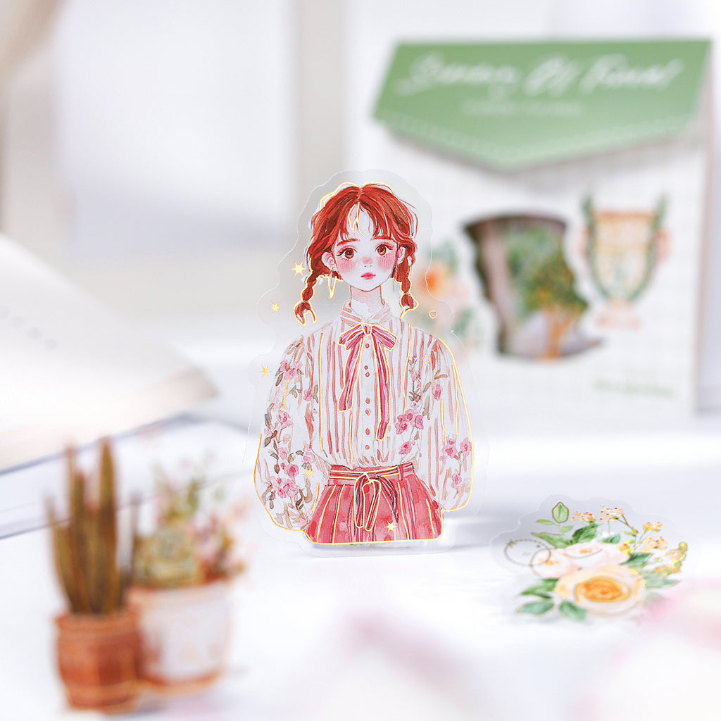 20 Pcs Travel Girl PET Stickers LJFJ