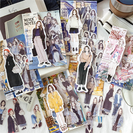 30 Pcs Fashion Girl PET Stickers JRCD