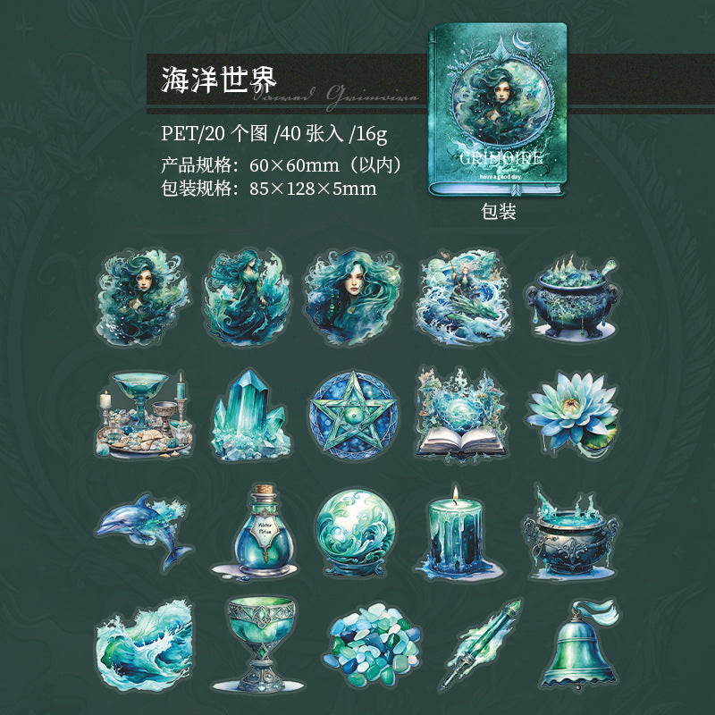 40 Pcs Magic Theme PET Stickers SSMFS