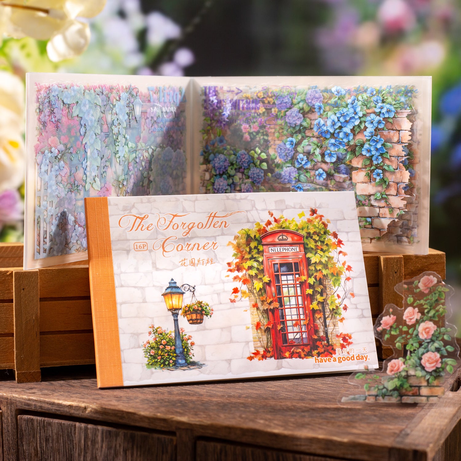 16 Sheets Garden Vine PET Stickers Book BYWDJL