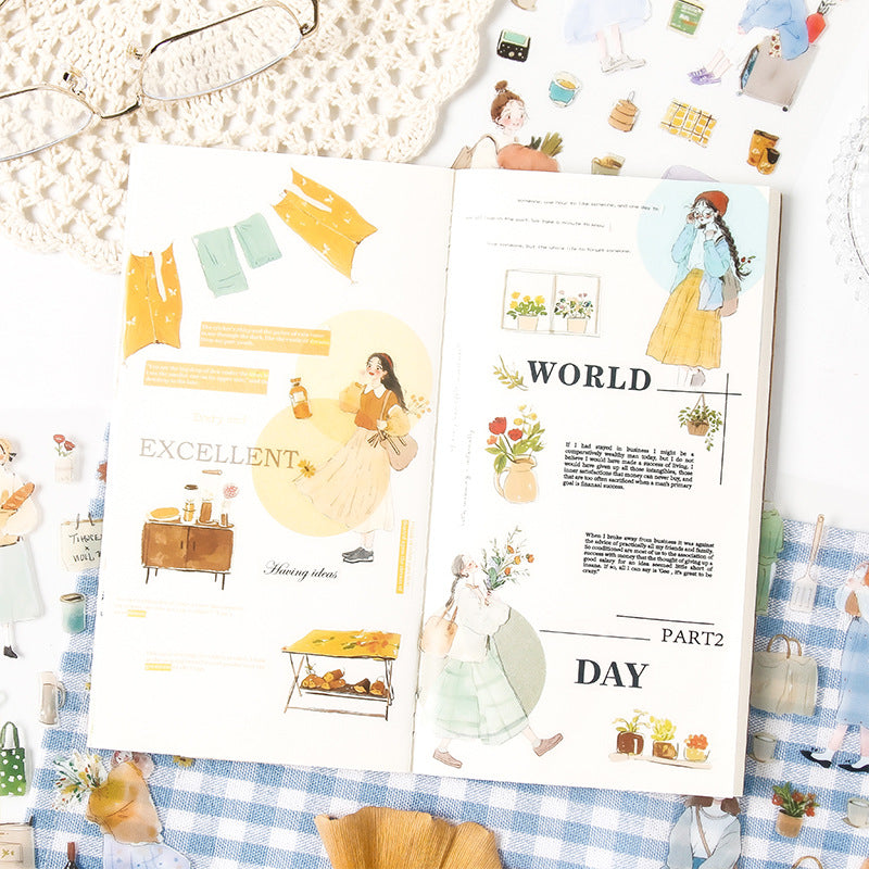 6 Sheets Seasonal Girl PET Stickers BFSG