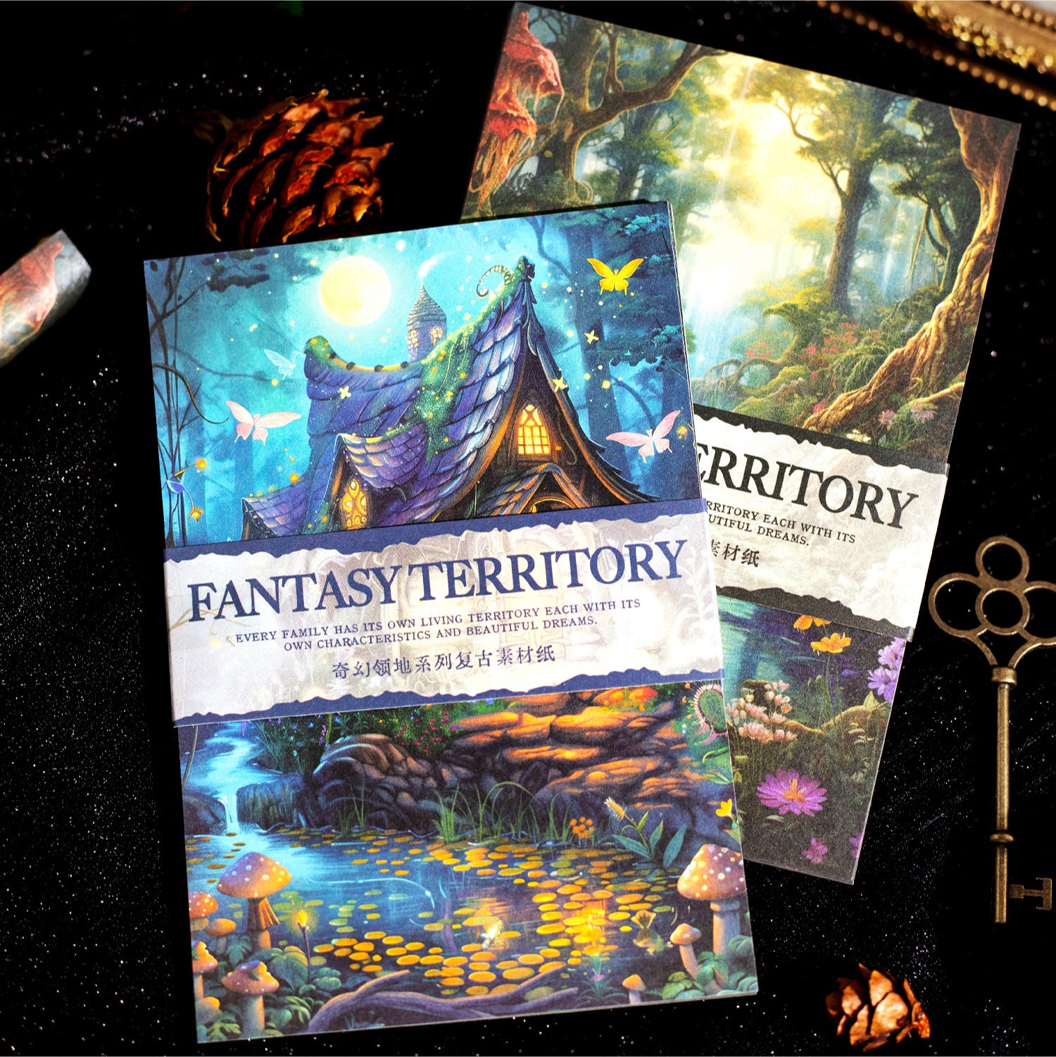 30 Pcs Fantasy Forest Junk Journal Paper QHLD