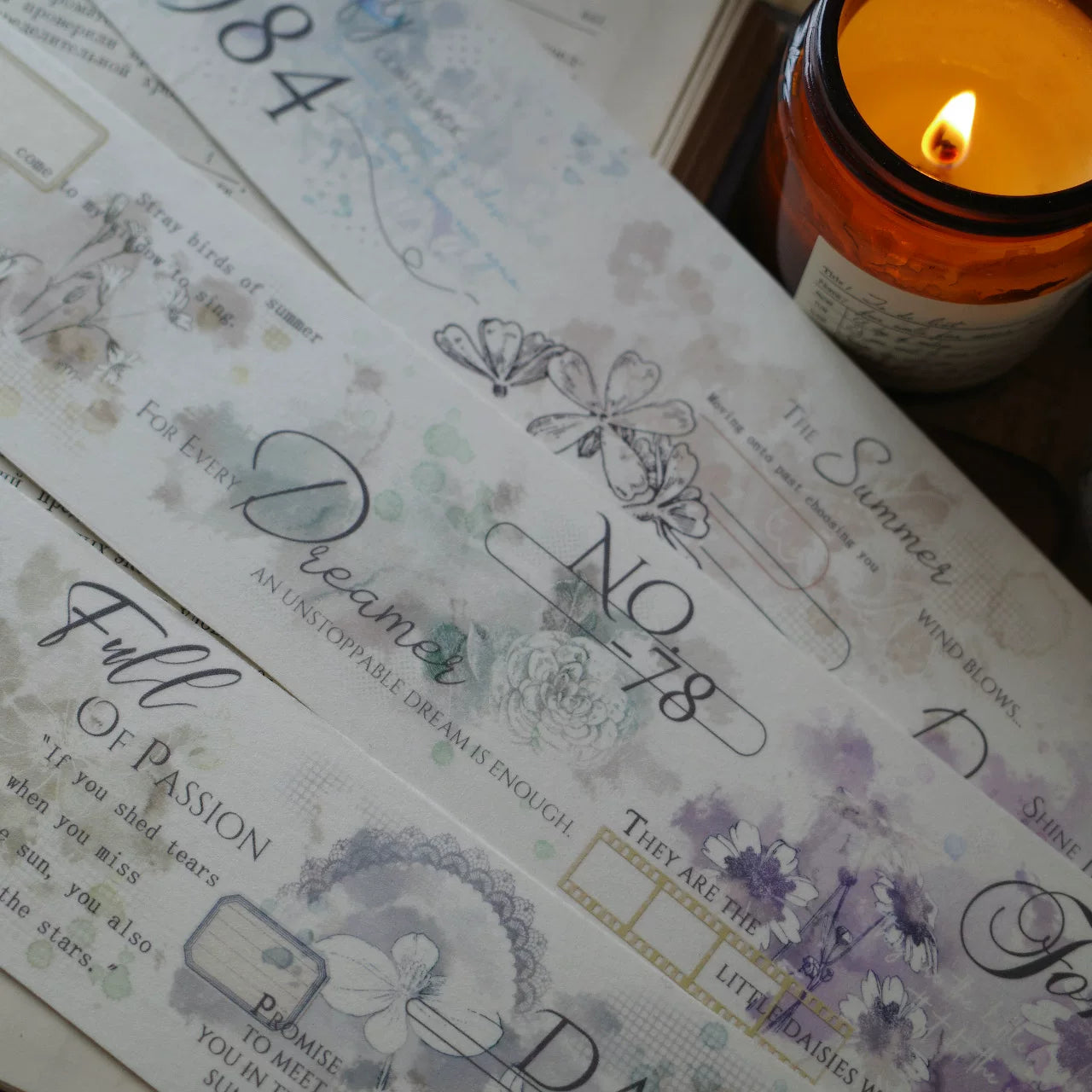 Floral Decorative Tape Rolls- Pastel Film Base