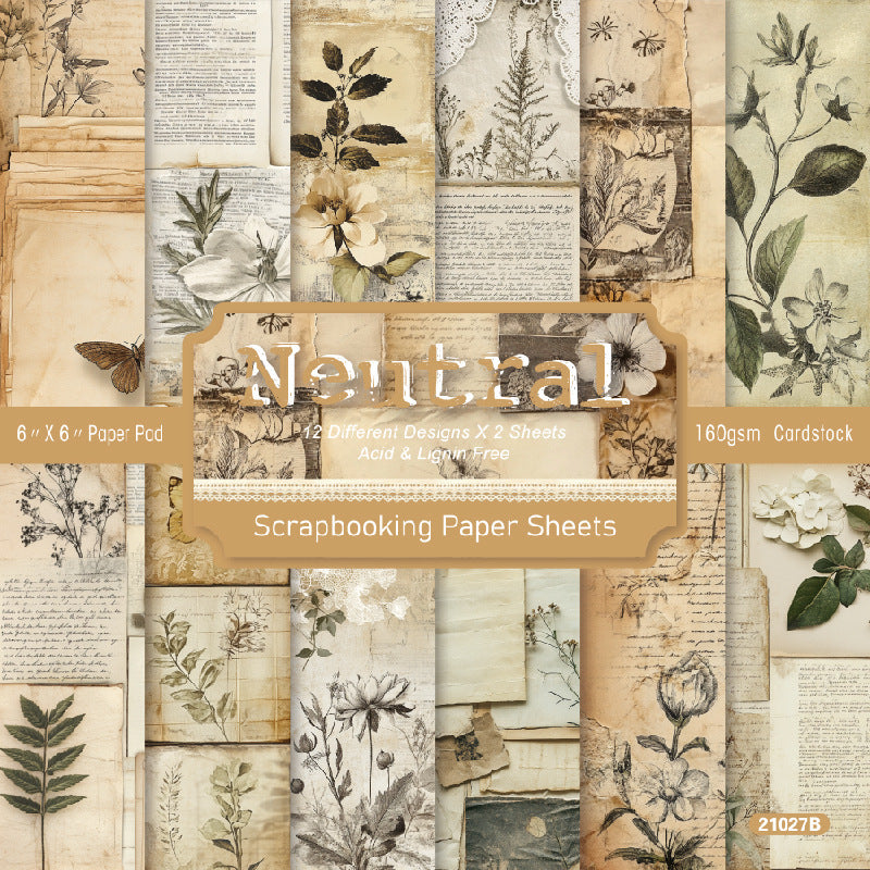 6 inch Vintage Botanical Scrapbook Paper Pad SKP027