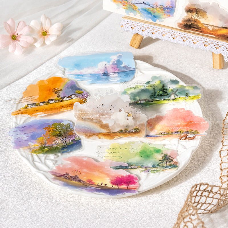 10 Pcs Cloud Landscape PET Stickers YCXFJ