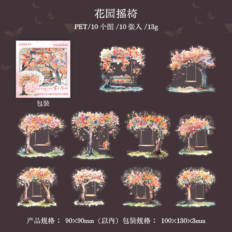 10 Pcs Garden Tree PET Stickers SYQY