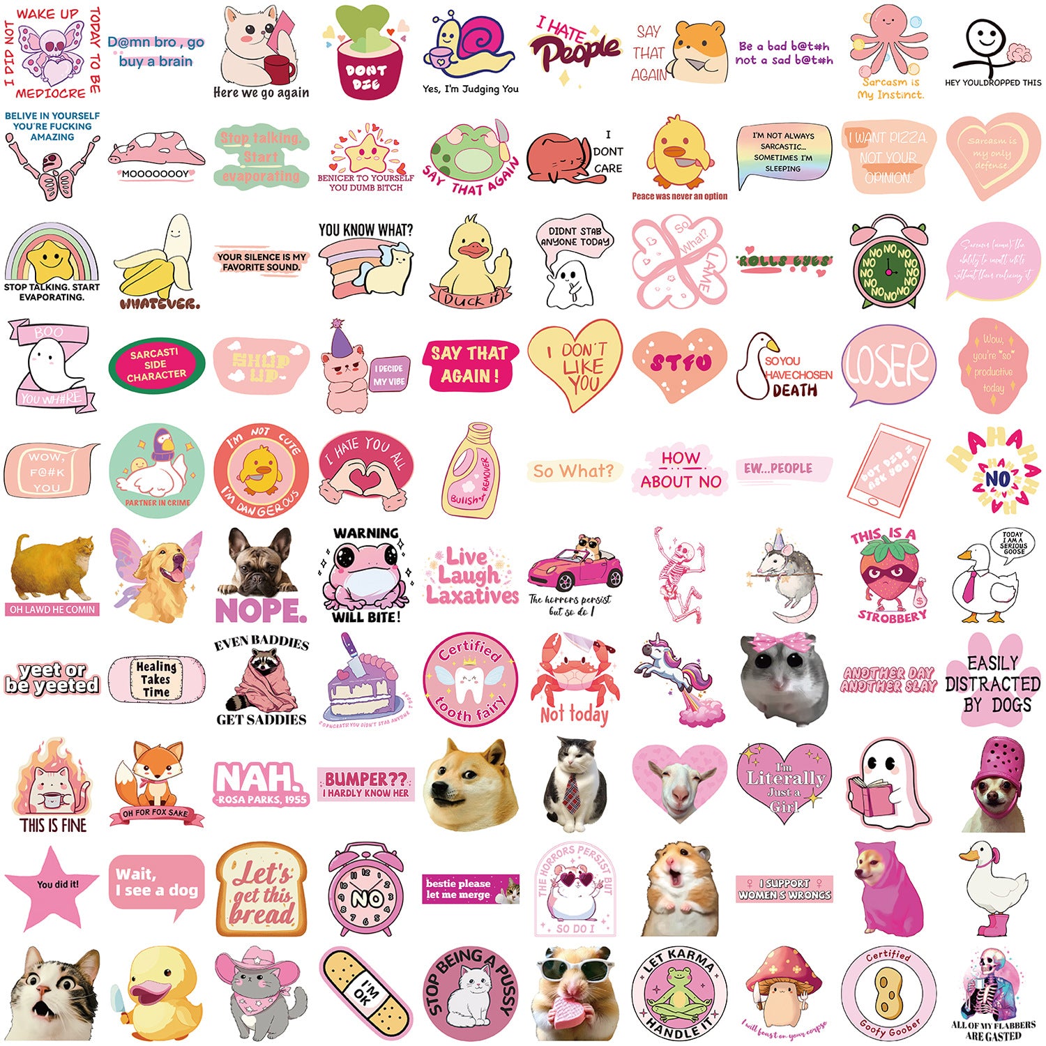 50PCS Funny Sarcastic Meme Vinyl Stickers FUN15