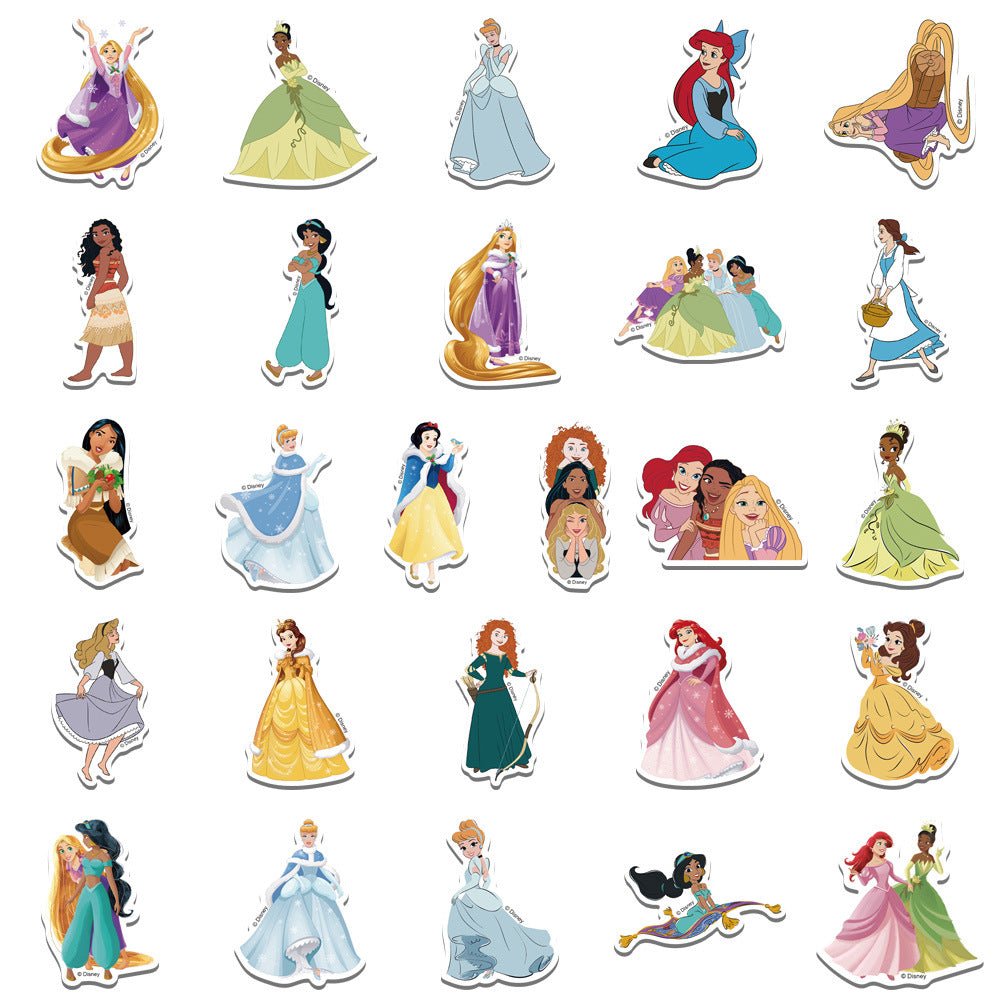 50 Pcs Vinyl Cartoon Princess Stickers DSN006